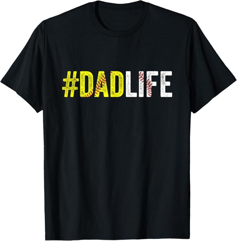 100% Cotton Dad Life Softball Daddy Baseball Sports Lover Father's Day T-Shirt Hoodie, Sweatshirt | DripVista.com
