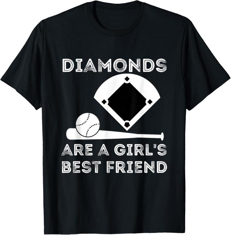 100% Cotton Diamonds Are A Girl's Best Friend - Baseball & Softball Fan T-Shirt Hoodie, Sweatshirt | DripVista.com
