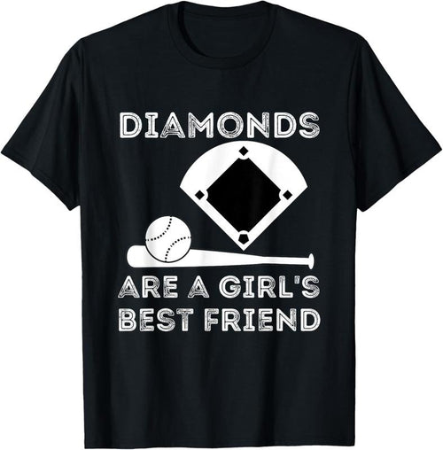 100% Cotton Diamonds Are A Girl's Best Friend - Baseball & Softball Fan T-Shirt Hoodie, Sweatshirt | DripVista.com