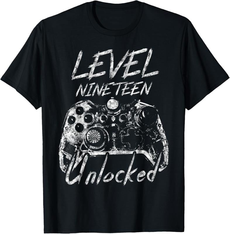 100% Cotton Distressed Level 19 Unlocked Boys 19th Birthday 19 Year Old T-Shirt Hoodie, Sweatshirt | DripVista.com