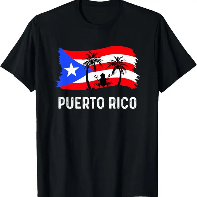 100% Cotton Distressed Style Puerto Rico Frog Puerto Rico T-Shirt Hoodie, Sweatshirt | DripVista.com