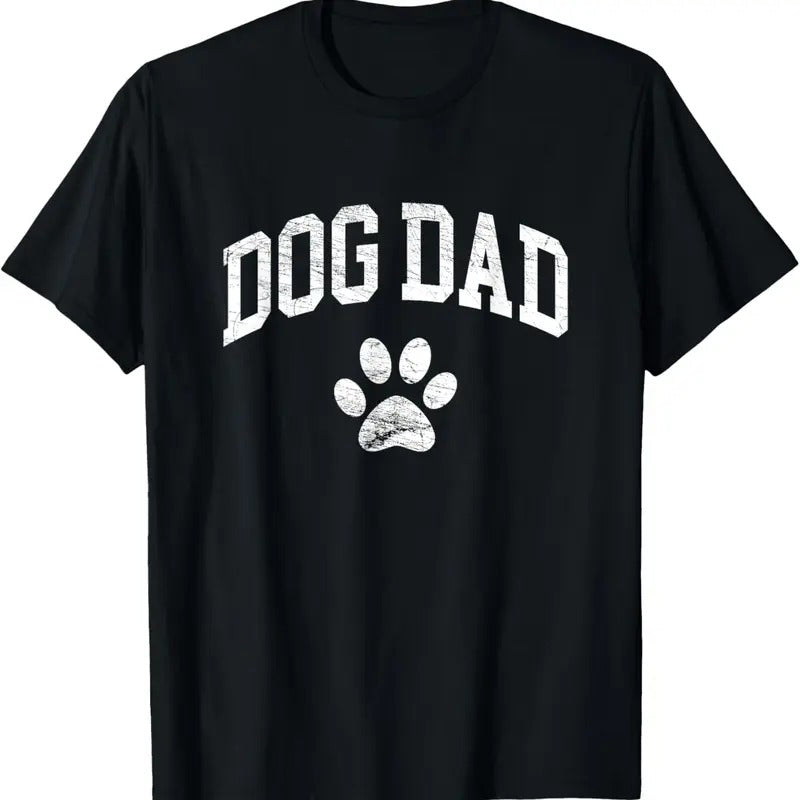 100% Cotton Dog Dad - Distressed Design Style - Funny Dog Paw - Classic T-Shirt Hoodie, Sweatshirt | DripVista.com