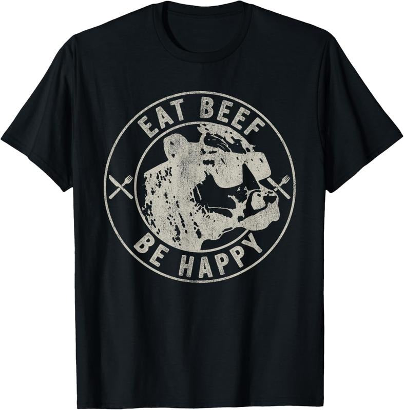 100% Cotton Eat Beef Be Happy Funny Heifer Cow Farmer T-Shirt Hoodie, Sweatshirt | DripVista.com