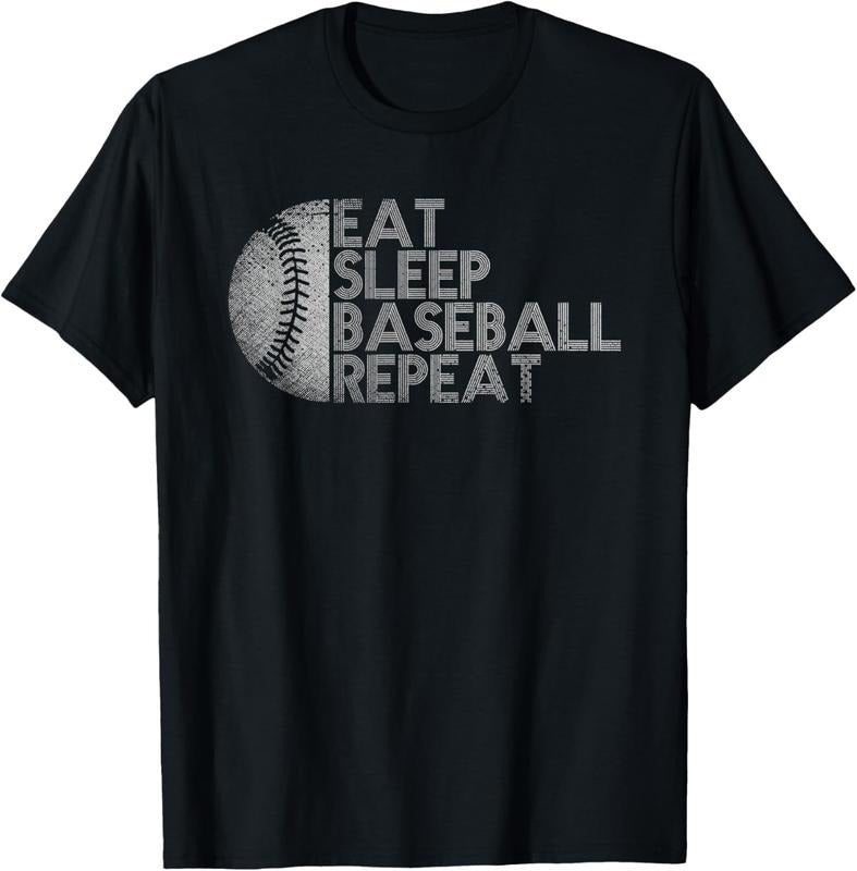 100% Cotton Eat Sleep Baseball Repeat Baseball Player Funny Baseball T-Shirt Hoodie, Sweatshirt | DripVista.com
