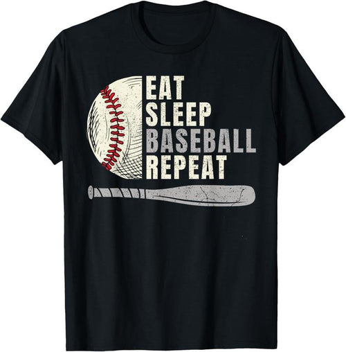 100% Cotton Eat Sleep Baseball Repeat Funny Baseball Player T-Shirt Hoodie, Sweatshirt | DripVista.com