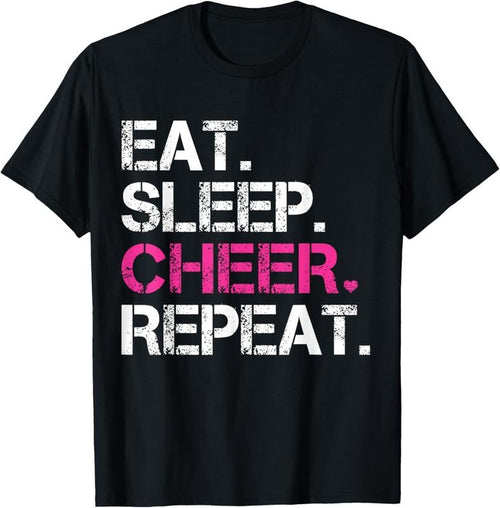 100% Cotton Eat Sleep Cheer Repeat Cheerleading TShirt Cheerleader Gifts T-Shirt Hoodie, Sweatshirt | DripVista.com