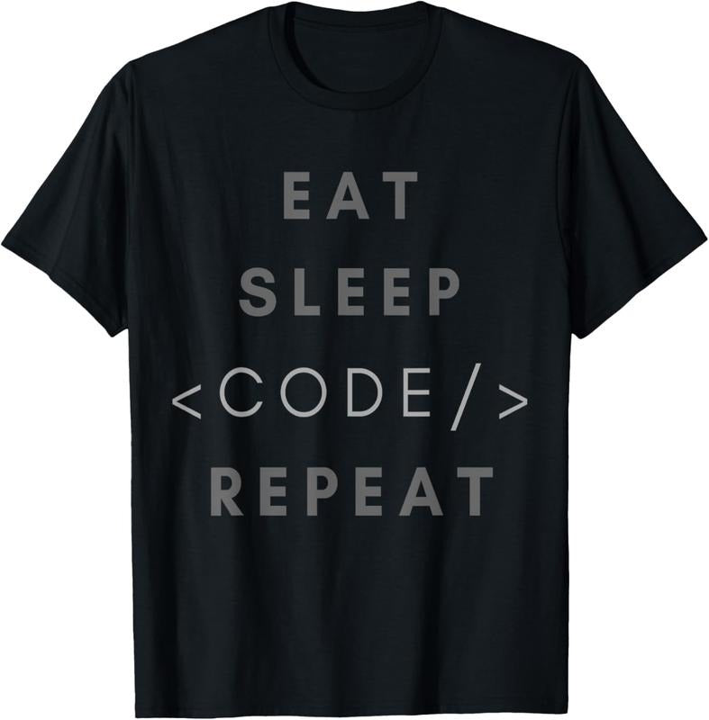 100% Cotton Eat Sleep Code Repeat Funny Programming Coding Gift Shirt T-Shirt Hoodie, Sweatshirt | DripVista.com