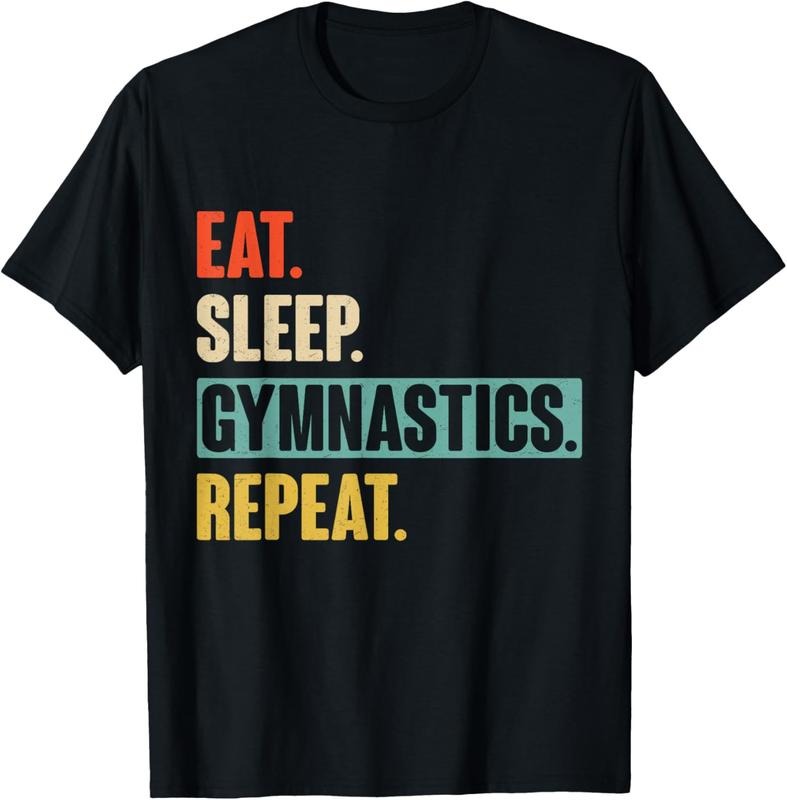 100% Cotton Eat Sleep Gymnastics Repeat - Funny Retro Vintage Gymnast T-Shirt Hoodie, Sweatshirt | DripVista.com
