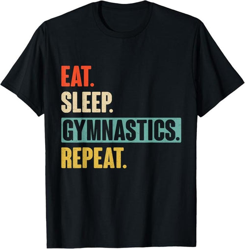 100% Cotton Eat Sleep Gymnastics Repeat - Funny Retro Vintage Gymnast T-Shirt Hoodie, Sweatshirt | DripVista.com