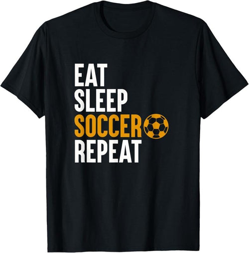 100% Cotton Eat Sleep Soccer Repeat Funny Soccer Player Soccer T-Shirt Hoodie, Sweatshirt | DripVista.com