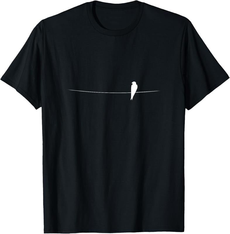 100% Cotton Elegant Bird On A Wire House Martin Silhouette Yoga T-Shirt Hoodie, Sweatshirt | DripVista.com