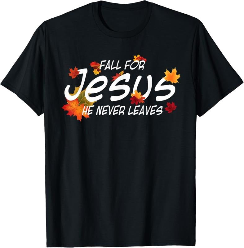 100% Cotton Fall For Jesus He Never Leaves Shirt Christian Halloween T-Shirt Hoodie, Sweatshirt | DripVista.com