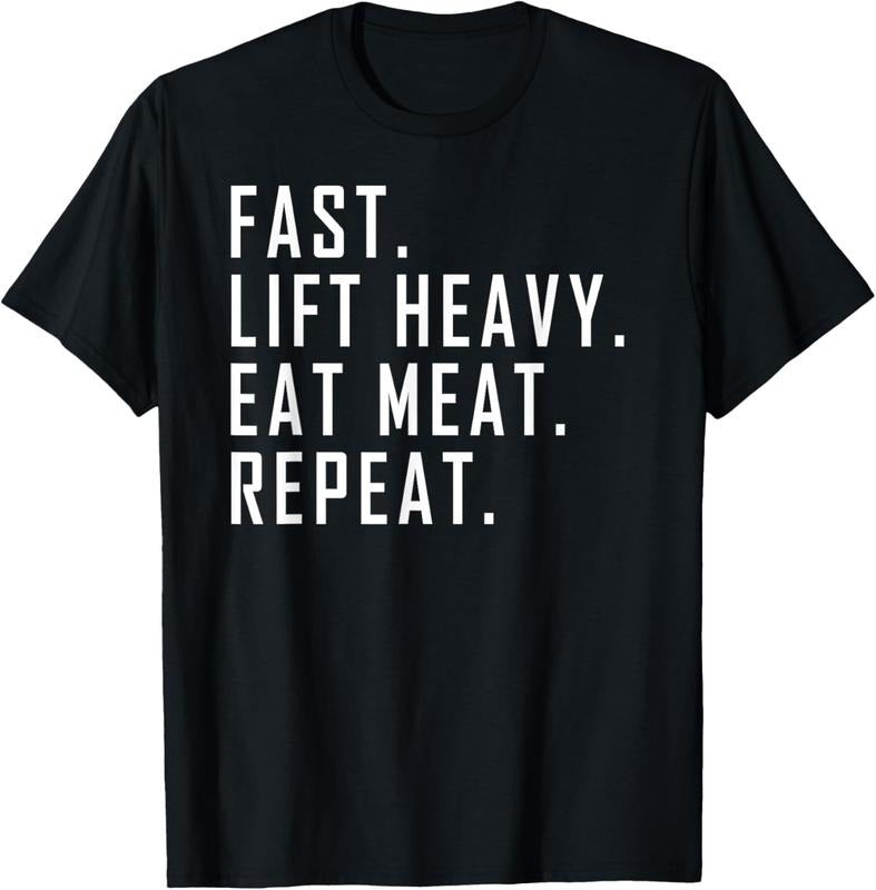100% Cotton Fast. Lift Heavy. Eat Meat. Repeat. Carnivore Diet, Gym T-Shirt Hoodie, Sweatshirt | DripVista.com