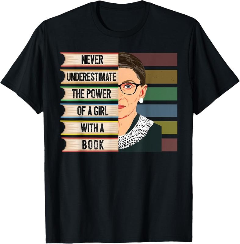 100% Cotton Feminist Ruth Bader Ginsburg RBG Quote Girl With Book Women T-Shirt Hoodie, Sweatshirt | DripVista.com