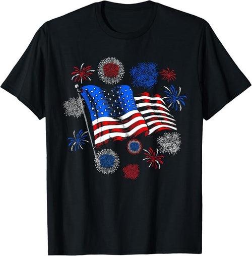 100% Cotton Fireworks 4th of July American Flag Patriotic Sparklers T-Shirt Hoodie, Sweatshirt | DripVista.com
