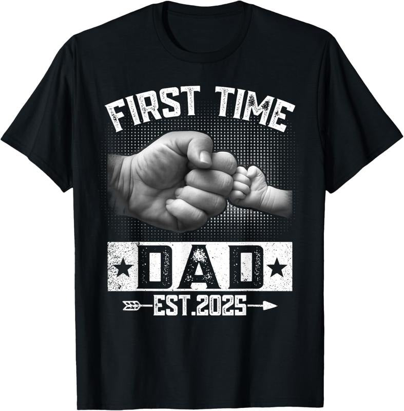 100% Cotton First Time Dad Est 2025 Fist Bump New Dad Funny Father's Day T-Shirt Hoodie, Sweatshirt | DripVista.com