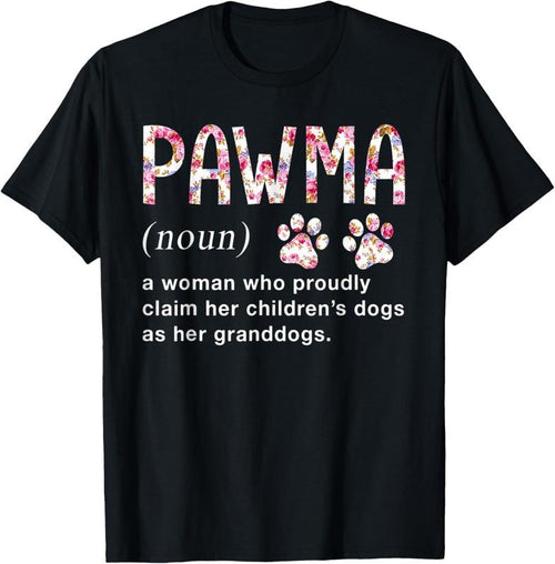 100% Cotton Floral Art Pawma Noun Definition Mama Grandma Dog Lovers T-Shirt Hoodie, Sweatshirt | DripVista.com