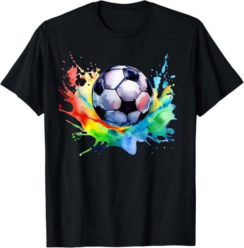 100% Cotton Football Watercolor Soccer Ball Artsy Splash Player Team T-Shirt Hoodie, Sweatshirt | DripVista.com