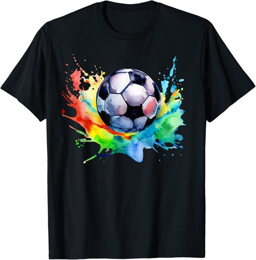 100% Cotton Football Watercolor Soccer Ball Artsy Splash Player Team T-Shirt Hoodie, Sweatshirt | DripVista.com