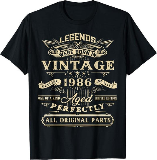 100% Cotton For Legends Born 1986 39 Yrs Old Vintage T-Shirt