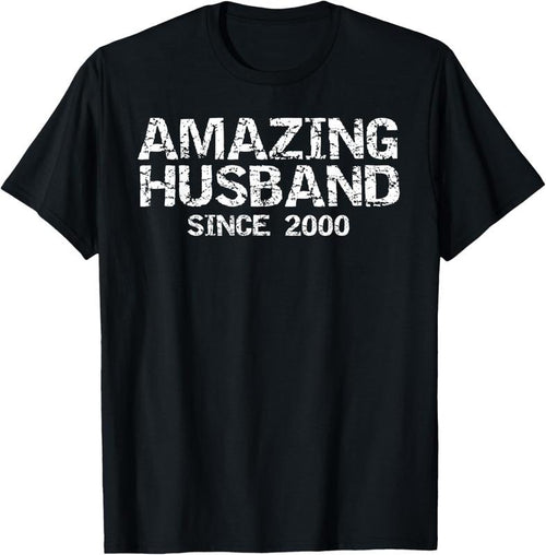 100% Cotton Fun 24th Wedding Anniversary Idea Amazing Husband Since 2000 T-Shirt Hoodie, Sweatshirt | DripVista.com