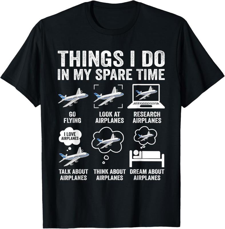 100% Cotton Funny Airplanes Lover Things I Do In My Spare Time Airplane T-Shirt Hoodie, Sweatshirt | DripVista.com