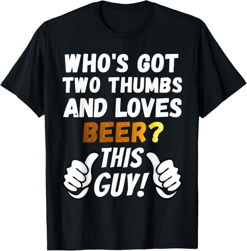 100% Cotton Funny Beer T-Shirt for Men - Two Thumbs Loves Beer T-Shirt Hoodie, Sweatshirt | DripVista.com