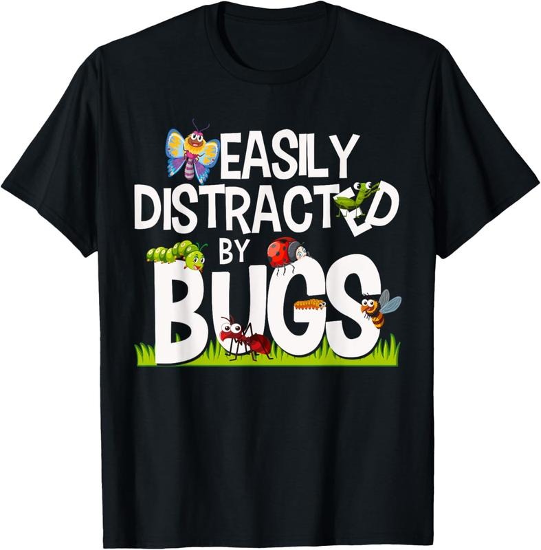 100% Cotton Funny Bug Insects Easily Distracted By Bugs Science T-Shirt Hoodie, Sweatshirt | DripVista.com