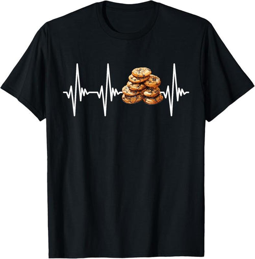 100% Cotton Funny Cookie Heartbeat Design For Cookie Lovers Men Women T-Shirt Hoodie, Sweatshirt | DripVista.com