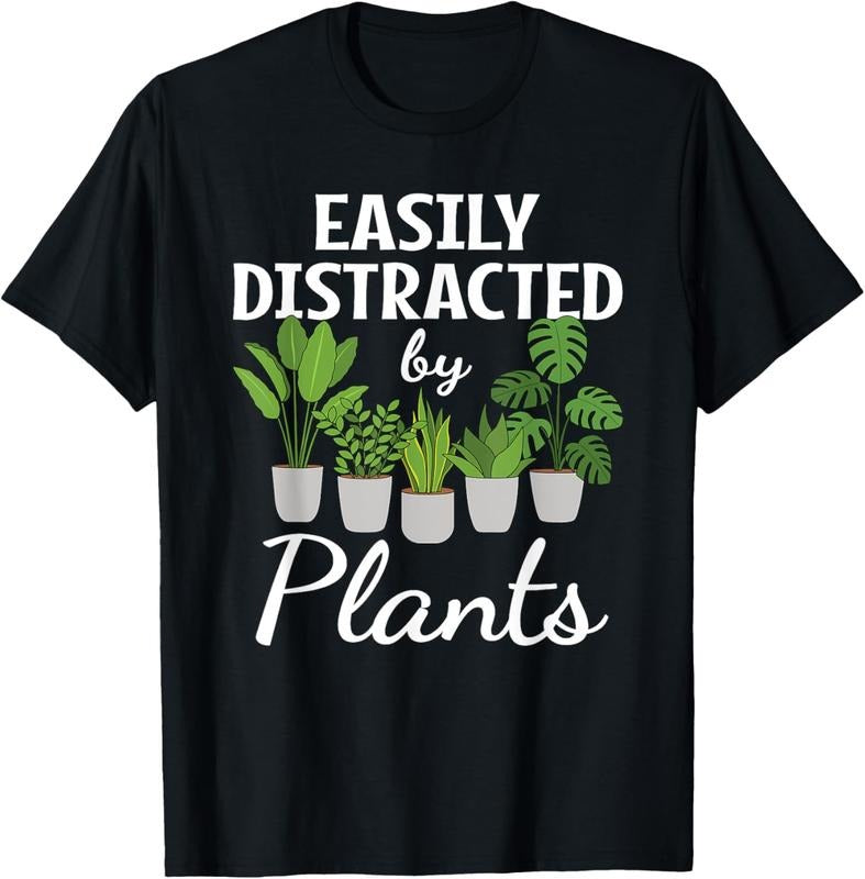 100% Cotton Funny Easily Distracted By Plants Succulent Gardening Garden T-Shirt Hoodie, Sweatshirt | DripVista.com