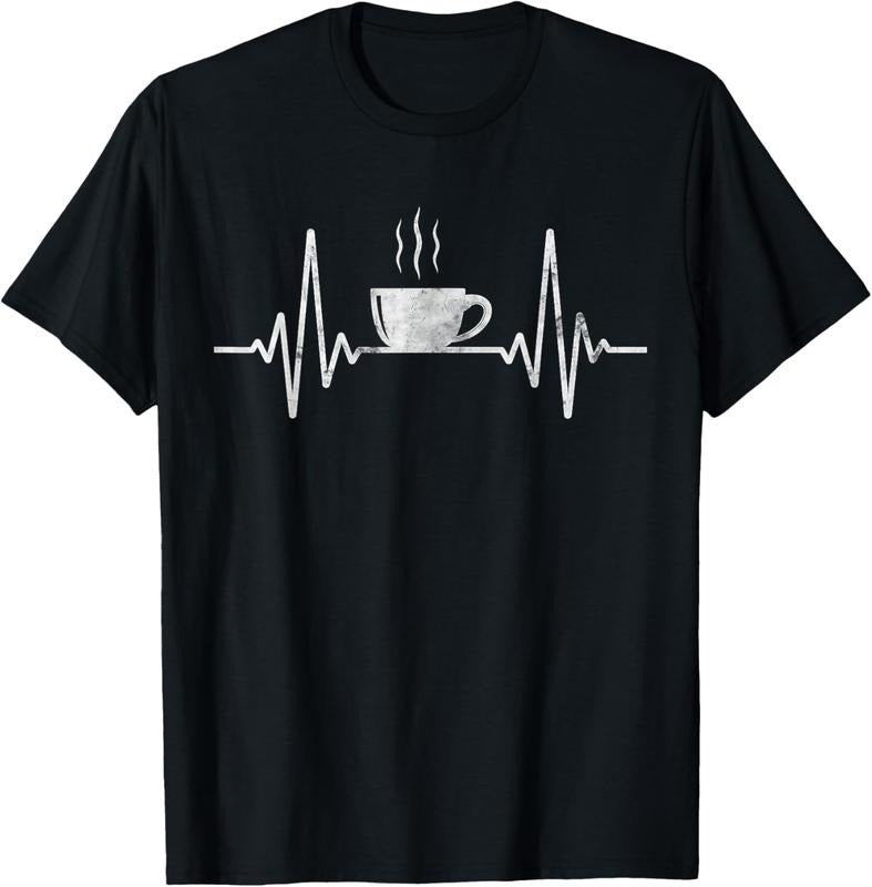 100% Cotton Funny Heartbeat Coffee Shirt Coffee Cup Frequency T-Shirt Hoodie, Sweatshirt | DripVista.com