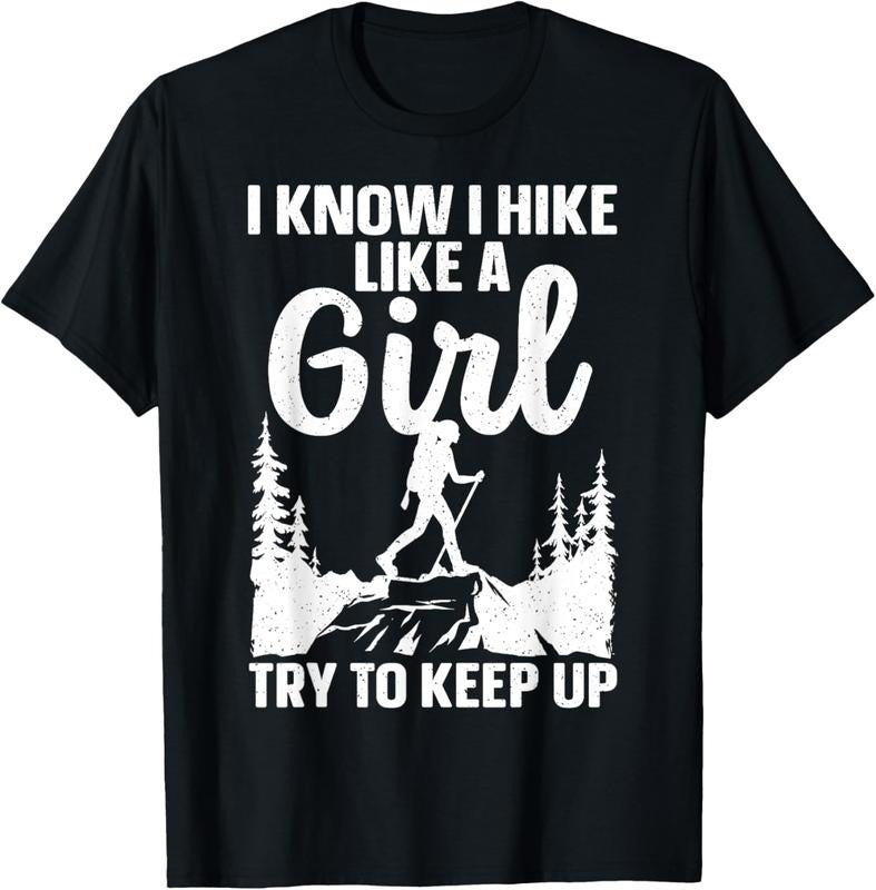 100% Cotton Funny Hiking Art For Girls Women Mountaineer Hiking Lover T-Shirt Hoodie, Sweatshirt | DripVista.com