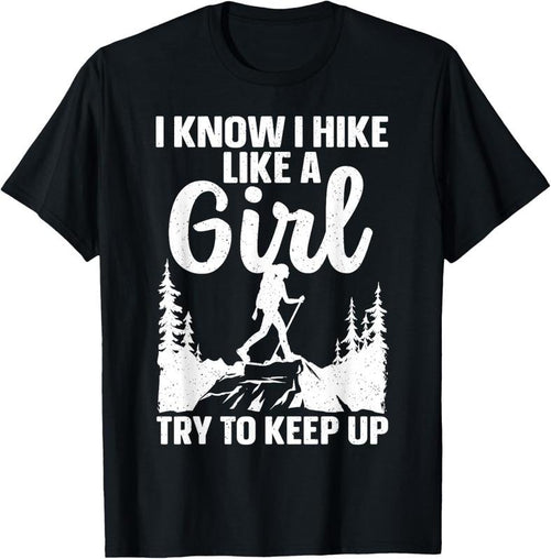100% Cotton Funny Hiking Art For Girls Women Mountaineer Hiking Lover T-Shirt Hoodie, Sweatshirt | DripVista.com