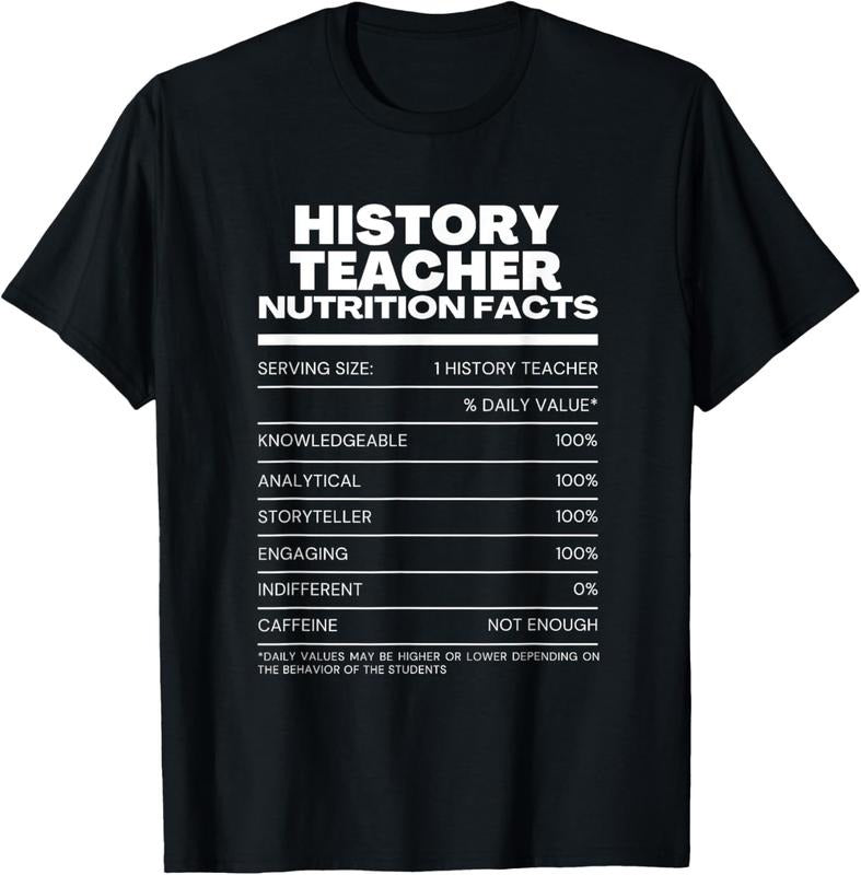 100% Cotton Funny History Teacher Nutrition Facts T-Shirt Hoodie, Sweatshirt | DripVista.com