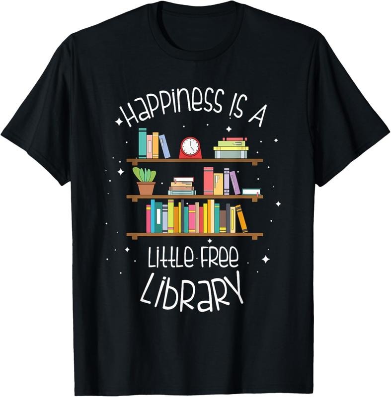 100% Cotton Funny Library Gift For Men Women Cool Little Free Library T-Shirt