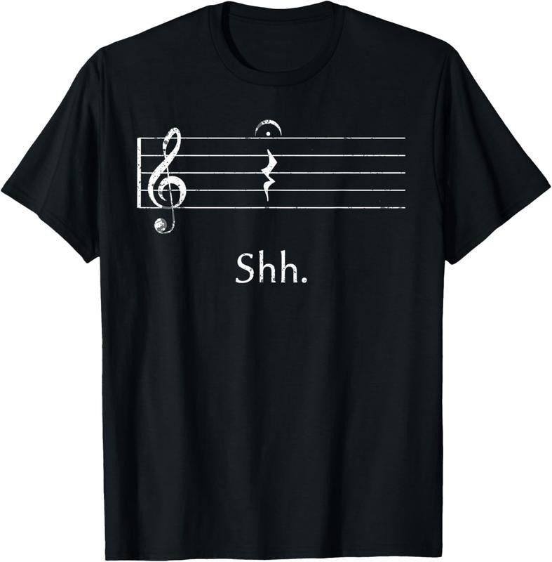 100% Cotton Funny Music Shirt Shh Quarter Rest and Fermata T-Shirt T-Shirt Hoodie, Sweatshirt | DripVista.com
