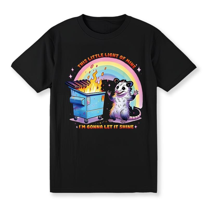 100% Cotton Funny Possum This Little Light - My Trash Can Fire Possum T-Shirt Golf Gift T-Shirt For Men Gunpla brand...