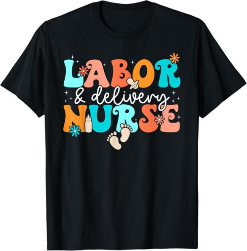 100% Cotton Funny Retro Groovy Labor And Delivery L&D Nurse Squad T-Shirt Hoodie, Sweatshirt | DripVista.com