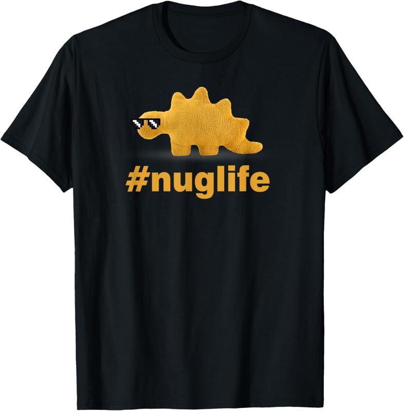 100% Cotton Funny Saying Nuglife Funny Dinosaur Nugget T-Shirt