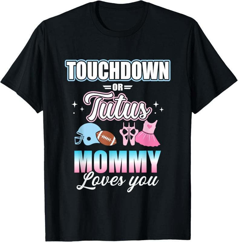 100% Cotton Gender reveal touchdowns or tutus mommy matching  party T-Shirt Hoodie, Sweatshirt | DripVista.com