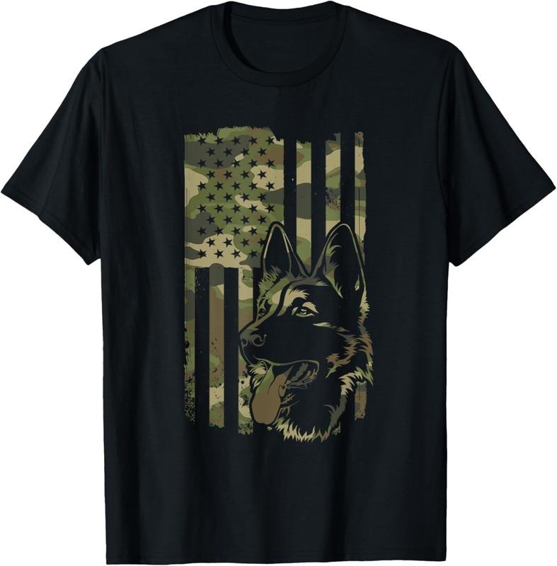 100% Cotton German Shepherd Dog - Dog Lover Shepherd USA Flag 4th July T-Shirt Hoodie, Sweatshirt | DripVista.com