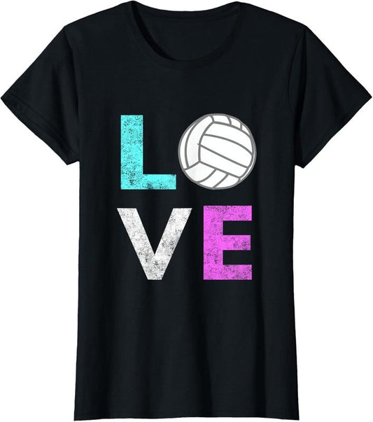 100% Cotton Girls Love Volleyball Best Fun Birthday Gift TShirt T-Shirt