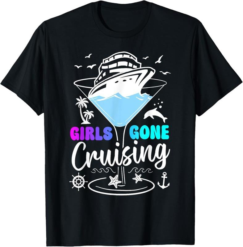 100% Cotton Girls Trip Cruise 2025, Girls Gone Cruising, Birthday Squad T-Shirt Hoodie, Sweatshirt | DripVista.com