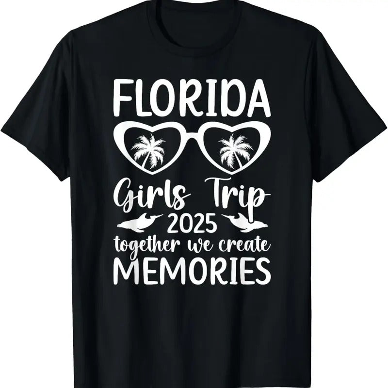 100% Cotton Girls Trip Florida 2025 We Create Memories Florida Vacation T-Shirt
