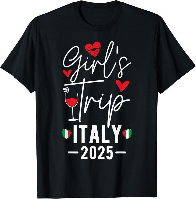 100% Cotton Girls Trip Italy 2025 Women's Weekend Girls Travel Vacation T-Shirt Hoodie, Sweatshirt | DripVista.com