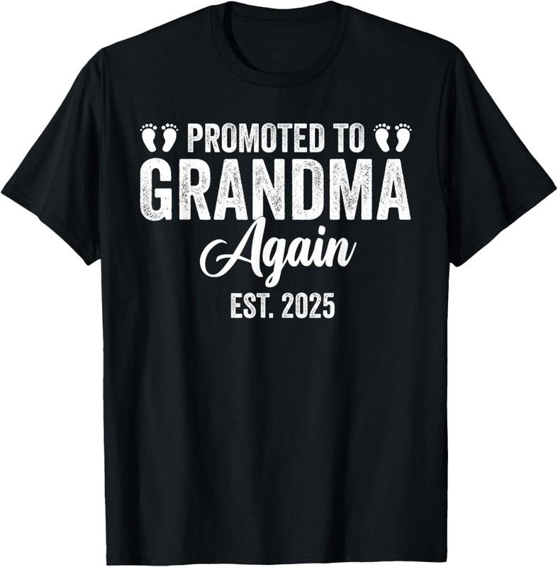 100% Cotton Grandma  Announcement,Promoted To Grandma Again Est 2025 T-Shirt Hoodie, Sweatshirt | DripVista.com