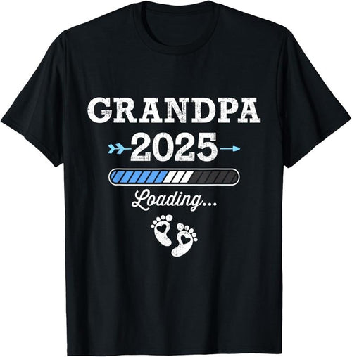 100% Cotton Grandpa 2025 loading for pregnancy announcement T-Shirt Hoodie, Sweatshirt | DripVista.com
