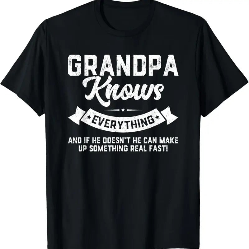 100% Cotton Grandpa Knows Everything 60th Gift Funny Father's Day T-Shirt Hoodie, Sweatshirt | DripVista.com
