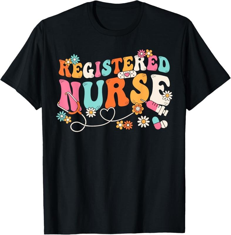 100% Cotton Groovy RN Registered Nurse Week Nursing Stethoscope Cute T-Shirt Hoodie, Sweatshirt | DripVista.com