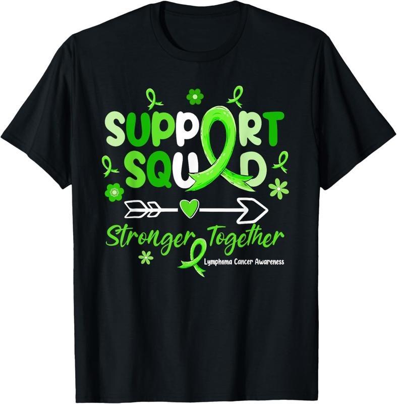 100% Cotton Groovy Support Squad Green Ribbon Lymphoma Cancer Awareness T-Shirt Hoodie, Sweatshirt | DripVista.com